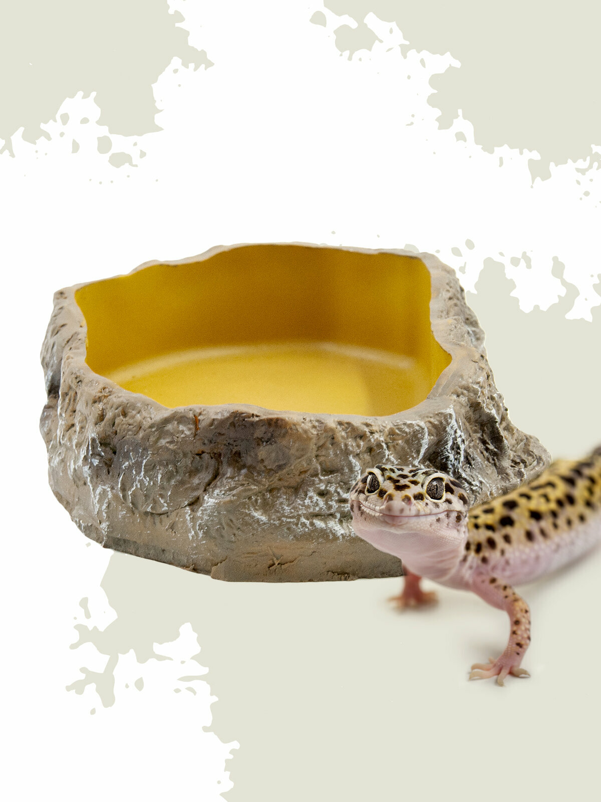MCLANZOO Поилка-кормушка для рептилий "Bowls" камень/светло-коричневая 13.3х8.5х3см