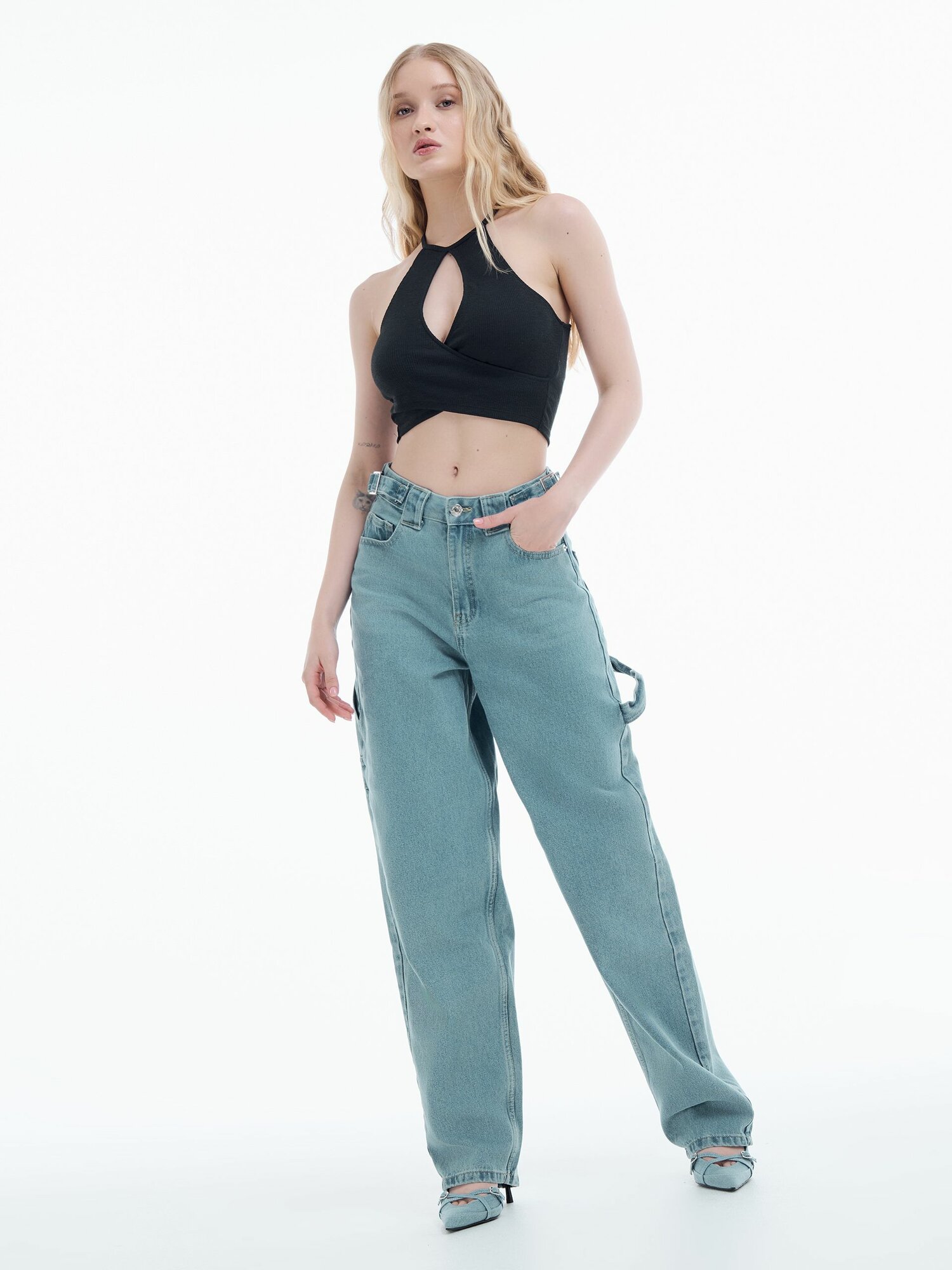 Джинсы багги ТВОЕ, размер XS, голубой — фото 1