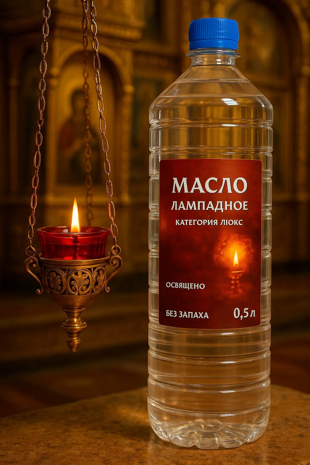 Масло лампадное церковное вазелиновое 0.5 л, освященое — фото 1