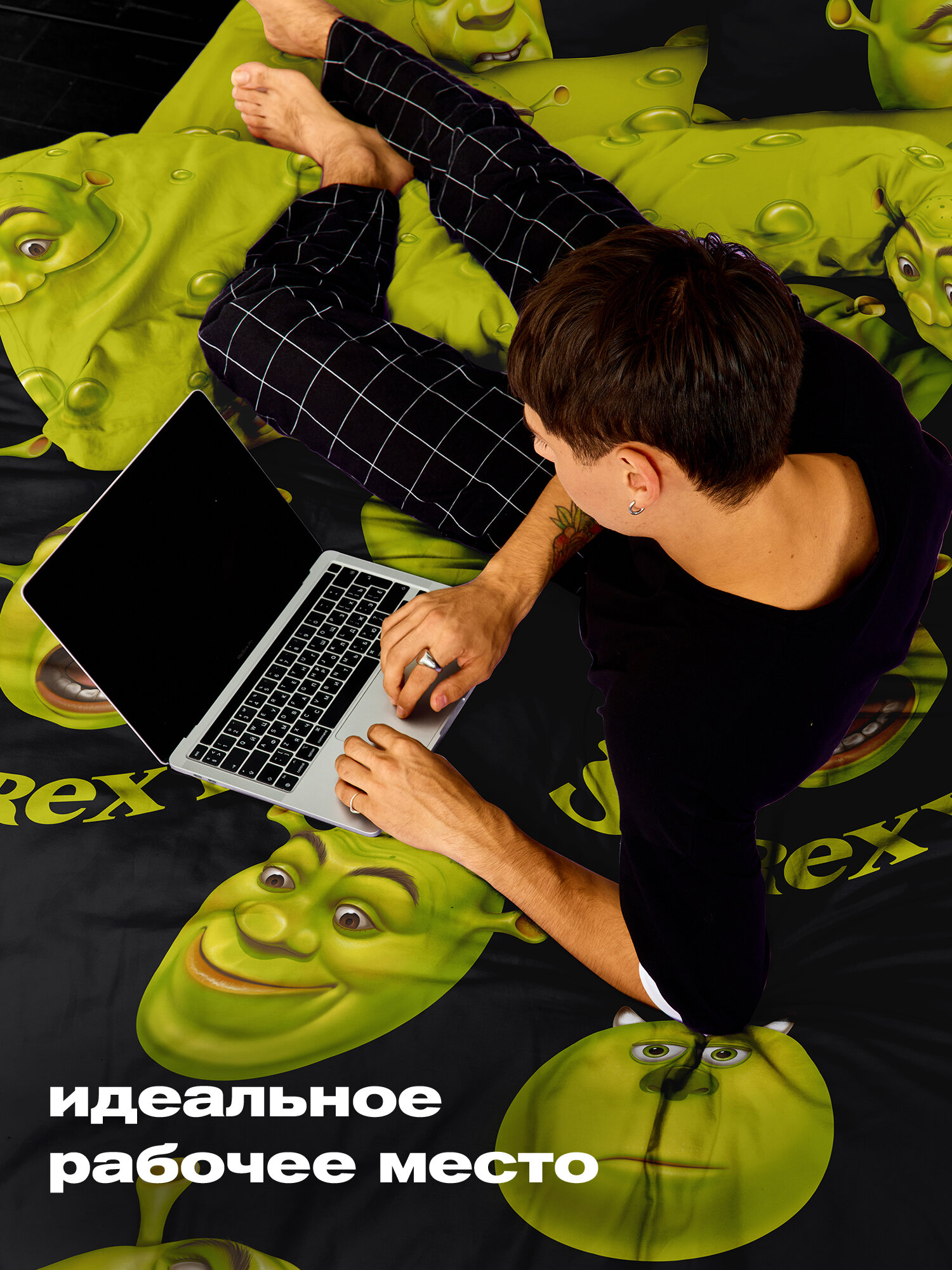 Crazy Getup, Комплект постельного белья 1 5 спальный, Перкаль, 1 нав. 50х70, Шрек шрэк shrexy — фото 1
