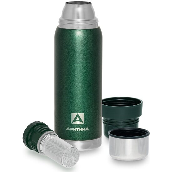 Термос Арктика с ситечком 106-750C, 750 мл, зелёный, 26ч — фото 1
