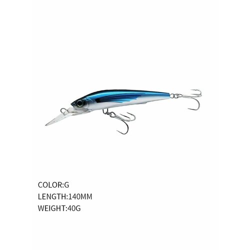 Воблер 140мм+лопатка 40мм 40гр. Для ловли щуки и судака на глубине до 8-10метров.