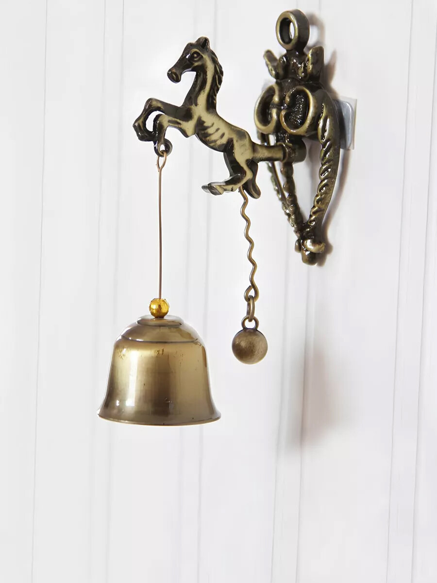 Колокольчик на дверь магазина металлический Лошадь винтажный на магните — фото 1