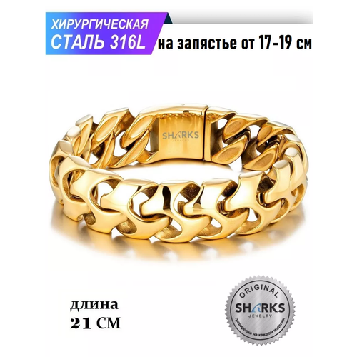 фото Жесткий браслет sharks jewelry, 1 шт., размер 21 см, золотой