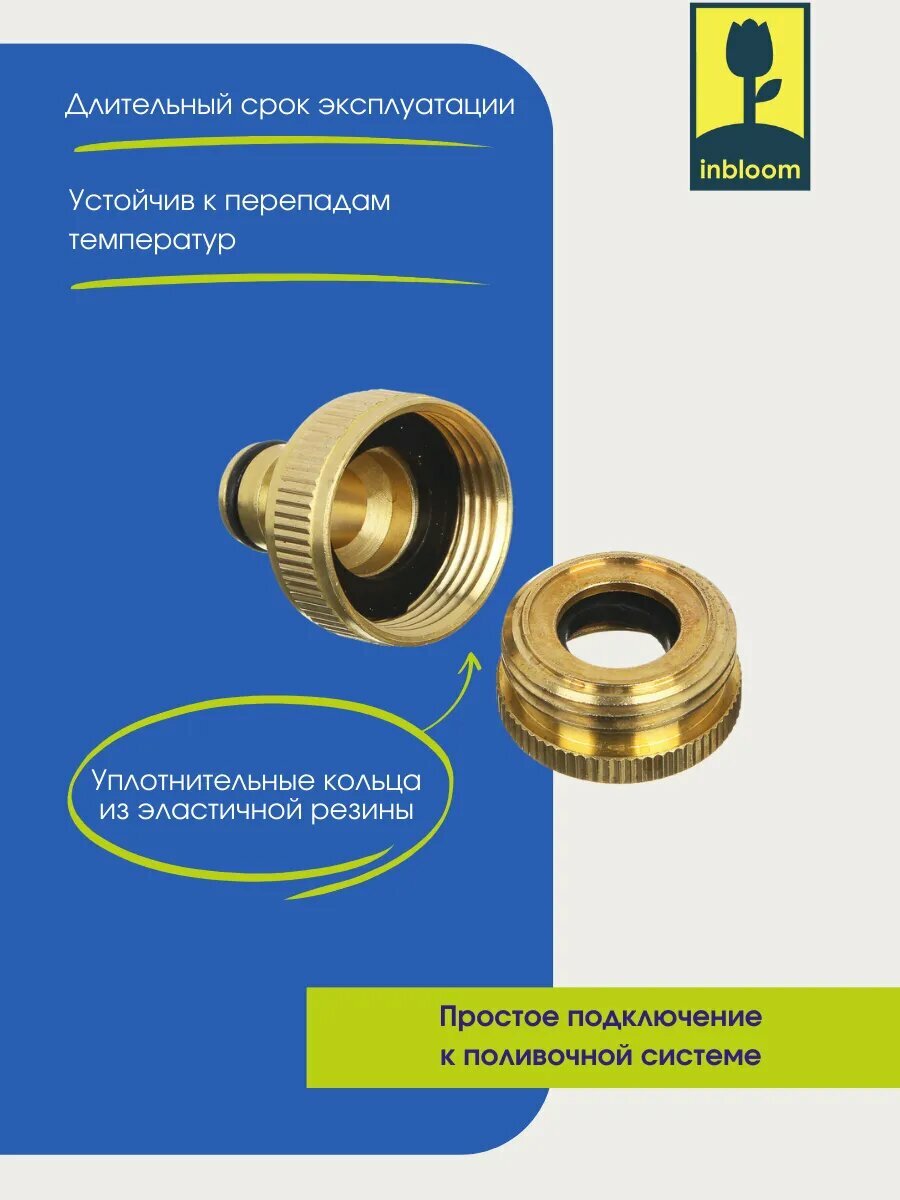Штуцер Inbloom, быстросъемный, латунь, 1"-3/4", внутренняя и наружная резьба — фото 1