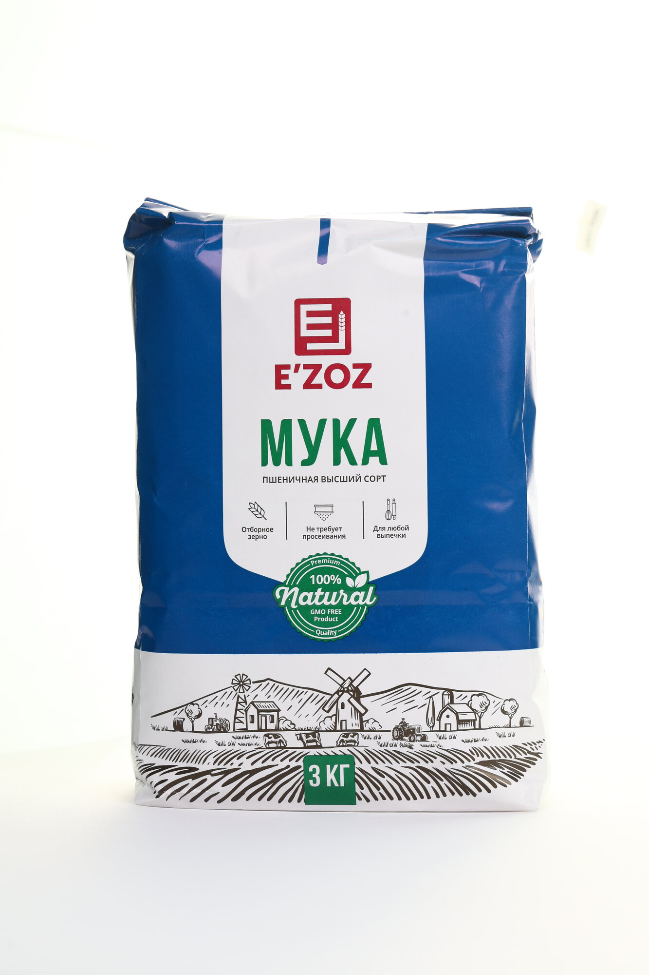 Пшеничная мука Эзоз 3 кг — высший сорт для любой выпечки: от лепёшек до самсы