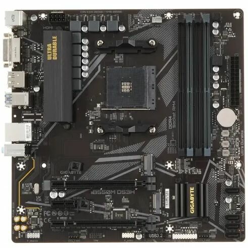 Материнская плата GIGABYTE B550M DS3H (rev1.5) (B550M DS3H (rev1.5)) - AM4, AMD B550, 4xDDR4-3200 МГц, 2xPCI-Ex16, 2xM.2, Micro-ATX