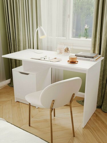 Изображение товара Детский компьютерный, письменный стол Руна с полками, 120х60х75 см, Белый