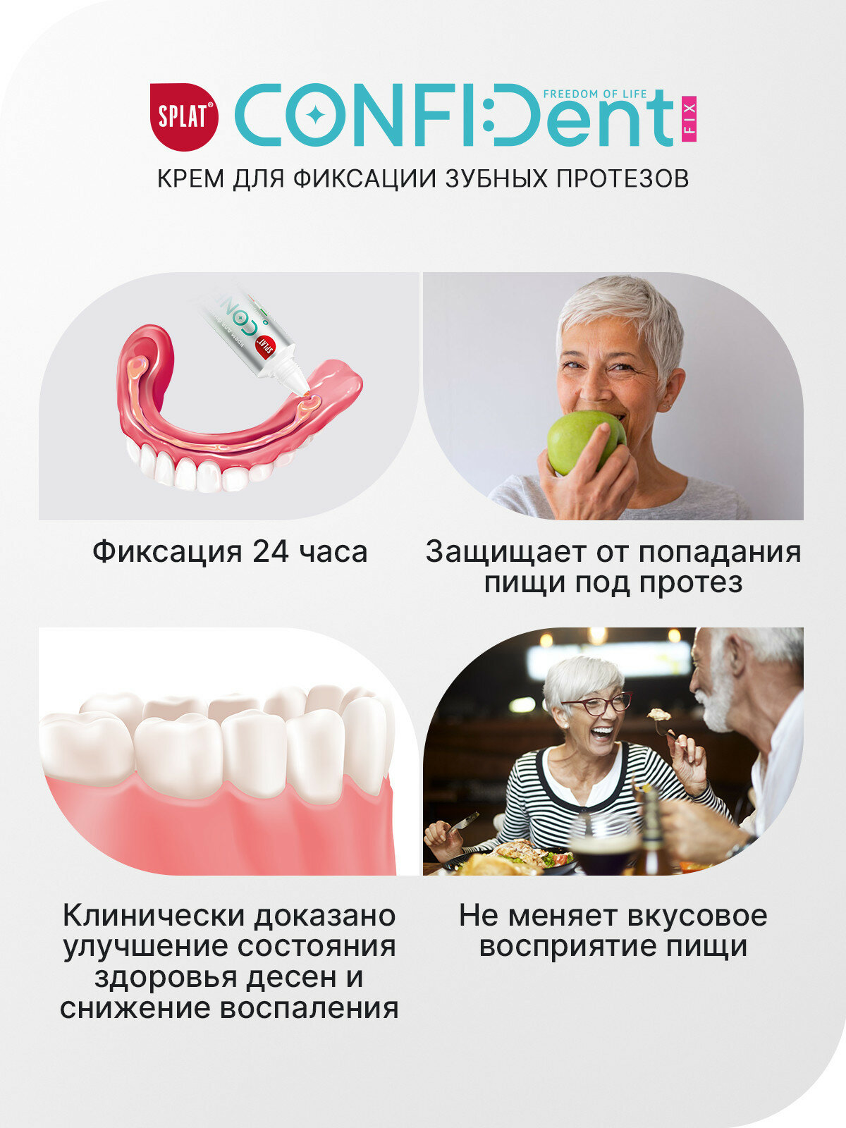 Изображение Крем для фиксации зубных протезов SPLAT CONFIDENT, мята цитрус, 40 г