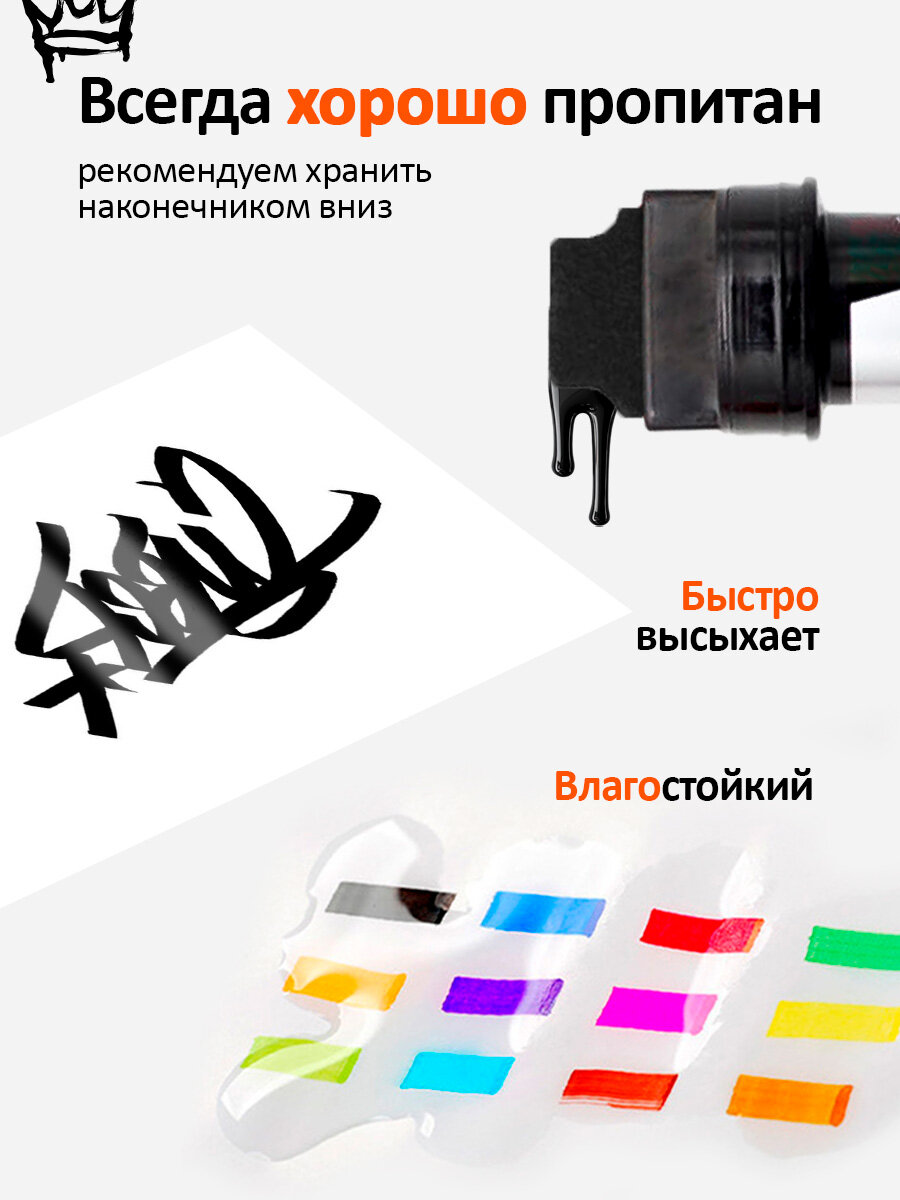 Перманентный Маркер для граффити, тегов, скетчинга, каллиграфии, стен, дерева, железа, влагостойкий, черный 20мм — фото 1