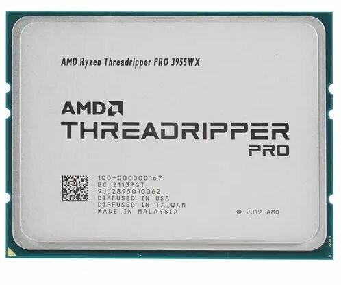 Процессор AMD Ryzen Threadripper PRO 3955WX (100-100000167WOF) BOX - sWRX8, 16 x 3.9 ГГц, L2 - 8 МБ, L3 - 64 МБ, 8 х DDR4-3200 МГц, TDP 280 Вт