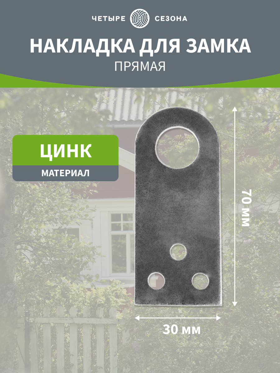 Проушина дверная оцинкованная Четыре сезона / накладка петля для навесного замка 30х70