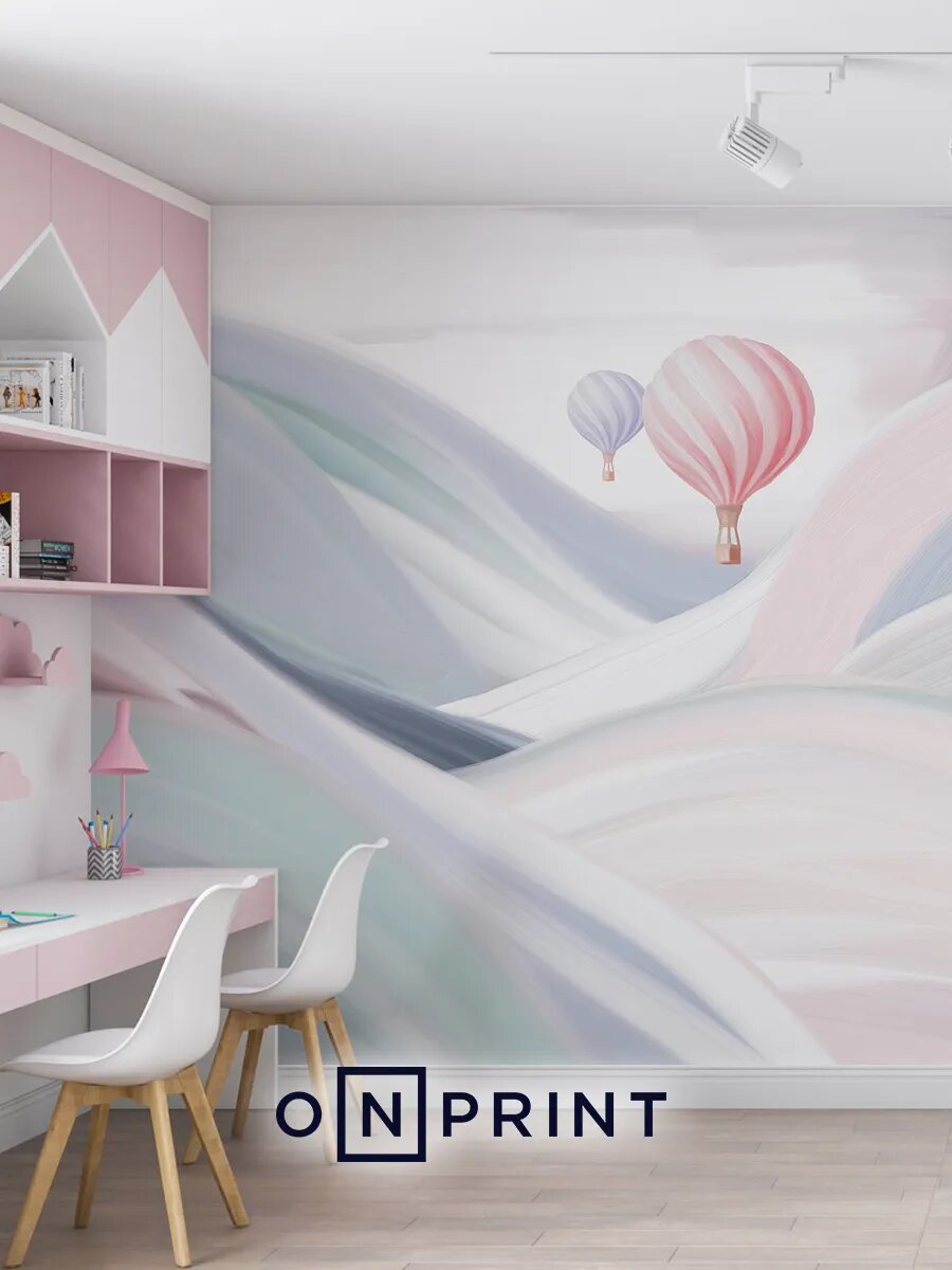 Обои детские для девочки бумажные воздушные шары 500х270