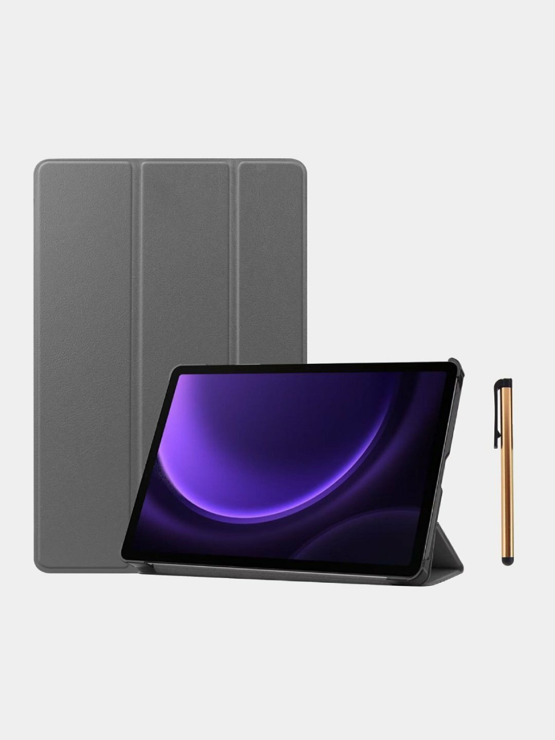 Защитный чехол для планшета Samsung Galaxy Tab S9+/S9 FE+/S10+ 12.4" (трехсекционный складной дизайн), серый