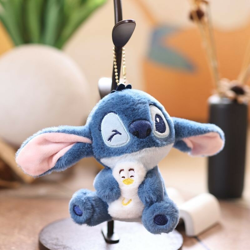 Soft short pile stitch inspired animal plush doll for keychains and backpack decorations