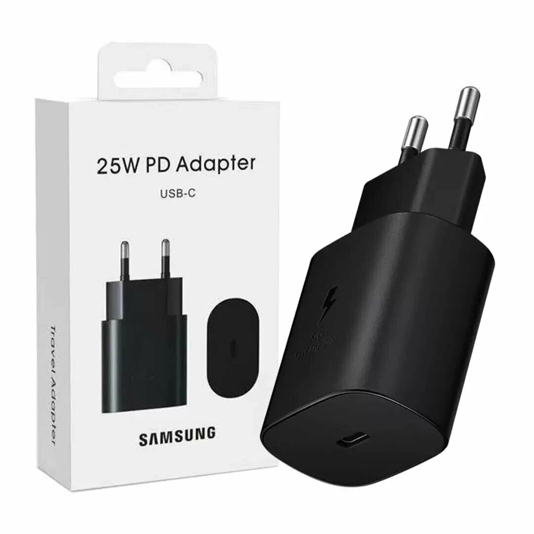 Оригинальное сетевое зарядное устройство Samsung 25W USB-C (EP-TA800, 2-pin), черные