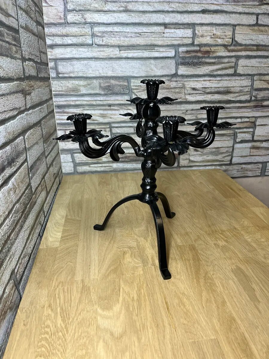 Кованый подсвечник, Студия кованой мебели Нива, ручная работа, цвет черный — фото 1