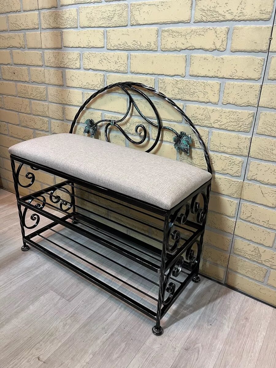 Кованая банкетка №18, Студия кованой мебели Нива, цвет светло-серый — фото 1