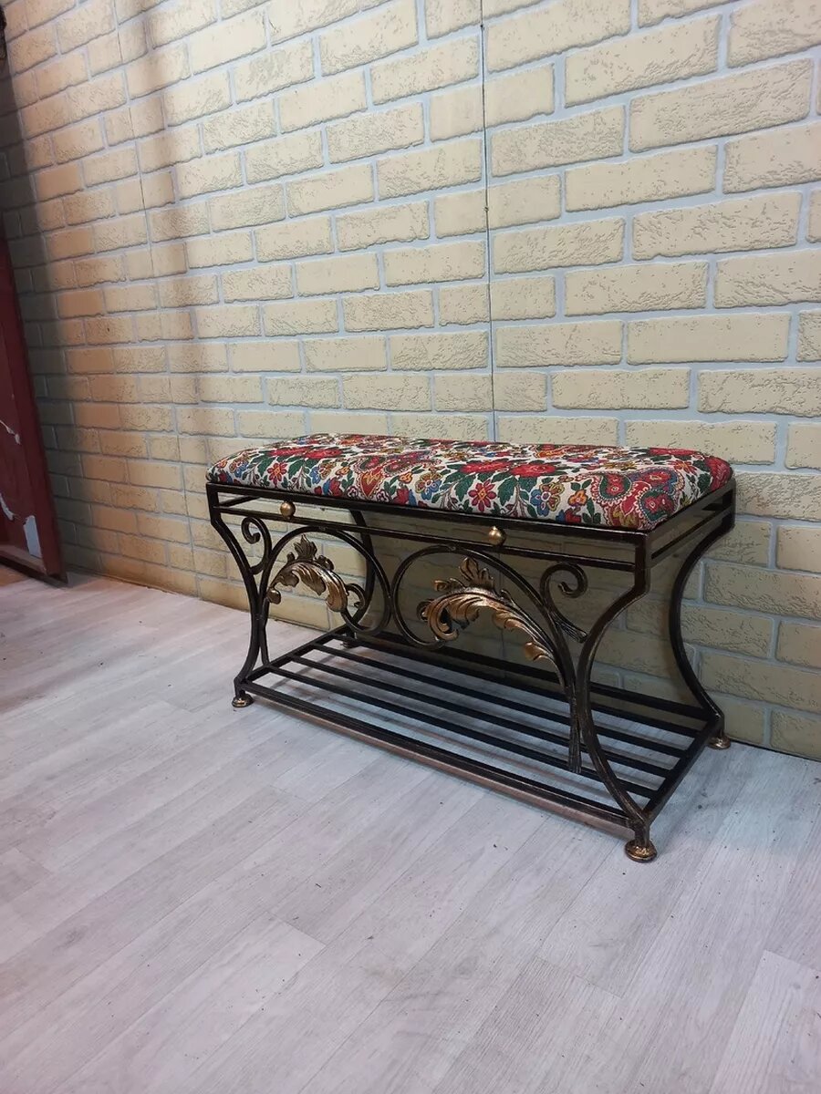 Кованая банкетка, Студия кованой мебели Нива, цвет золотисто-коричневый — фото 1