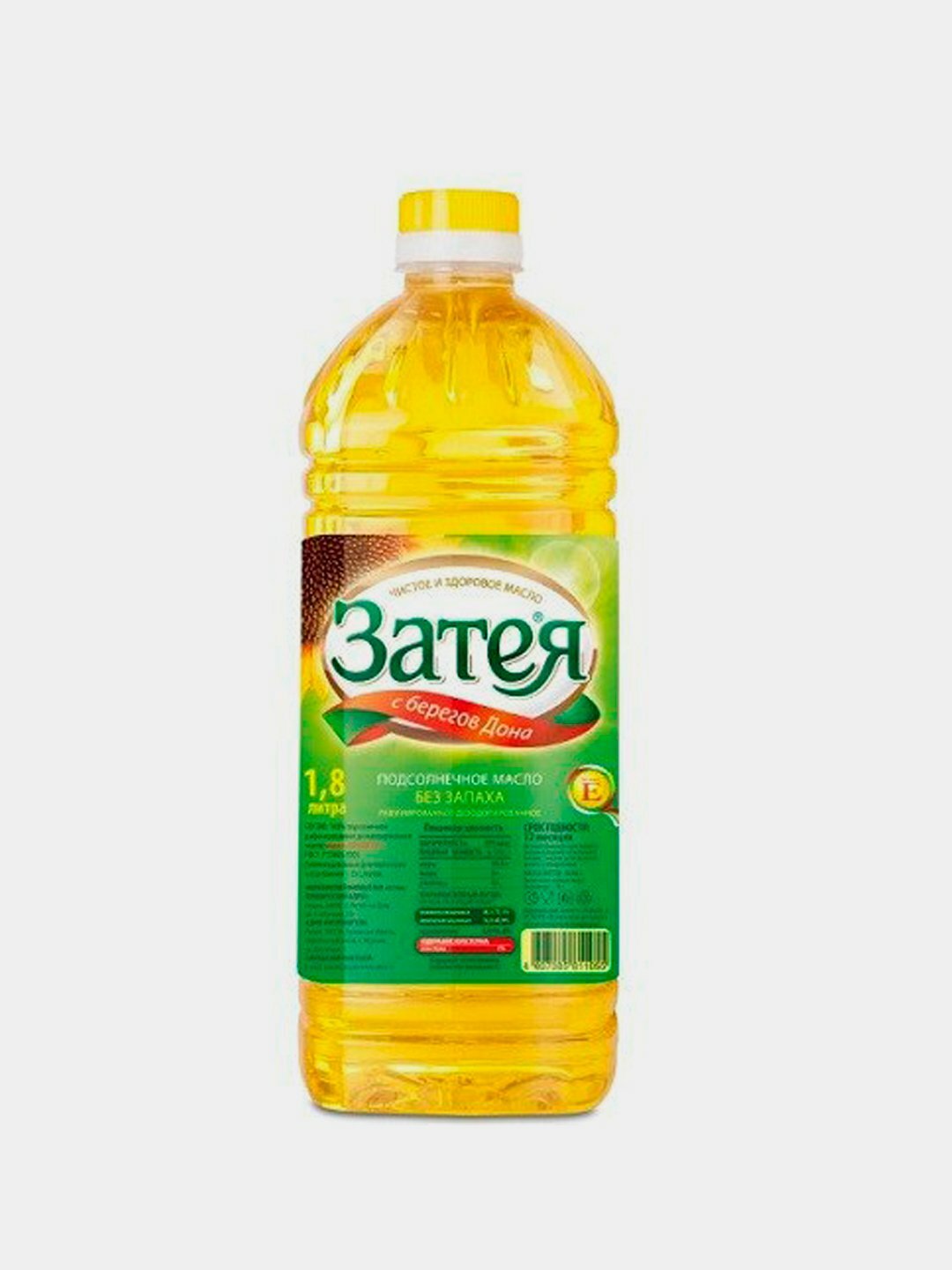 Масло подсолнечное "Затея", рафинированное, без добавок, высший сорт, 1,8 л