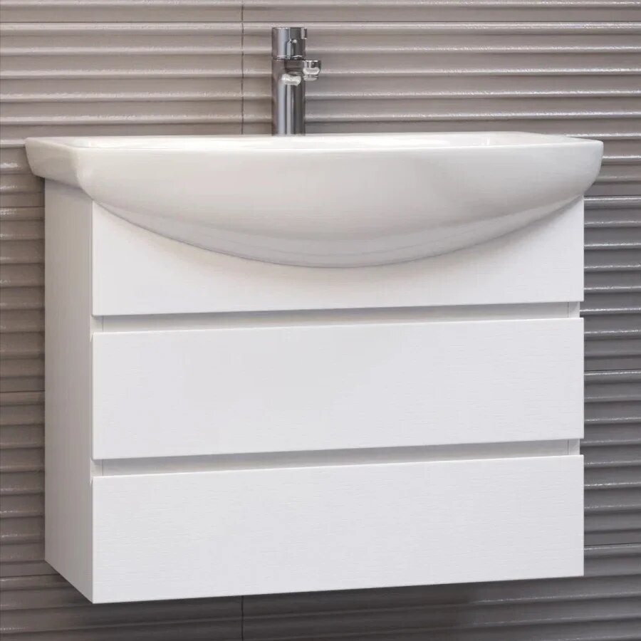 Тумба с раковиной Vigo Wing 60 белая матовая 2 ящика
