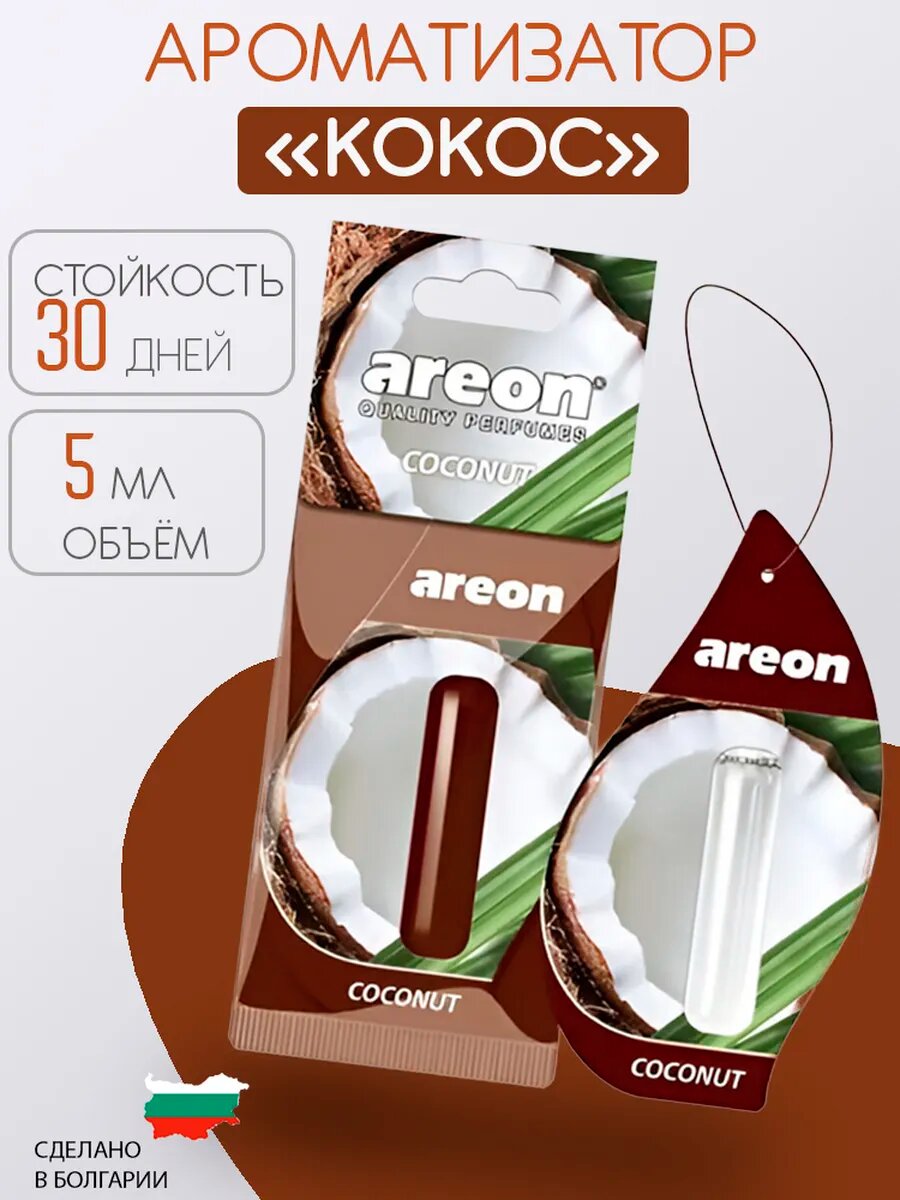 Ароматизатор для авто Areon 5ml — неповторимый аромат уюта и свежести каждый день ✨, Кокос