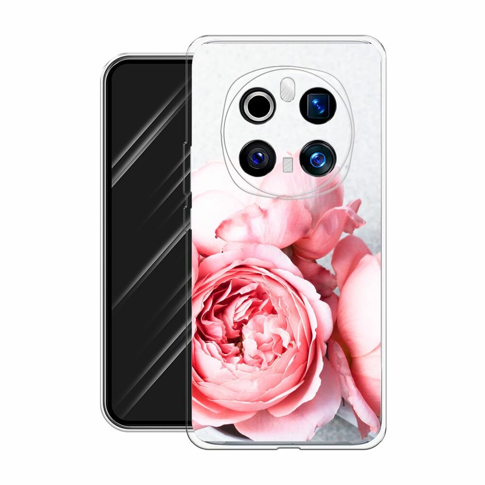 Чехол на Honor Magic 7 Pro / Хонор Мэджик 7 Про с принтом "Пионы на белом" — фото 1