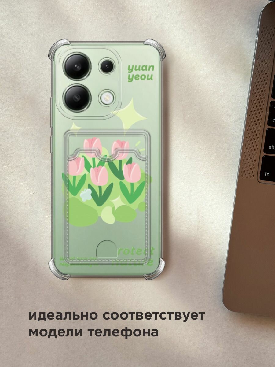 Чехол на Xiaomi Redmi Note 13 4G (Global) (Сяоми Редми Нот 13 4G) с картой и принтом "Protect nature" — фото 1