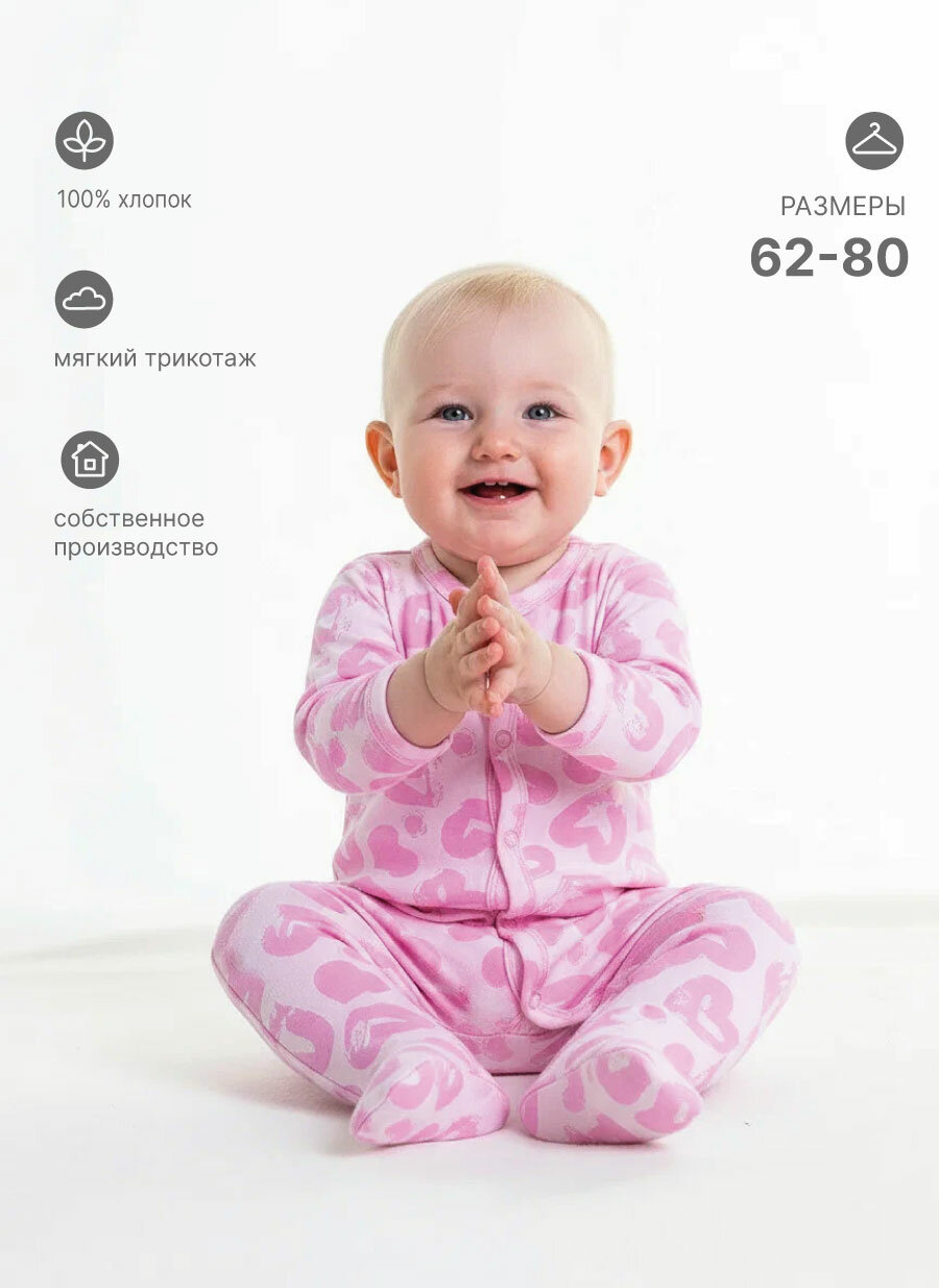 Комбинезон КотМарКот закрытая стопа размер 80 розовый