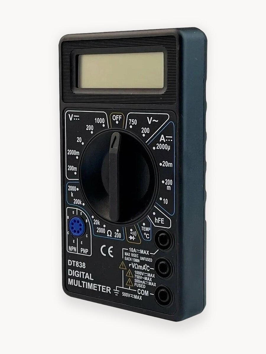 Портативный цифровой токоизмерительный (тестер электрический) мультиметр DT 838 с функцией прозвонки цепи