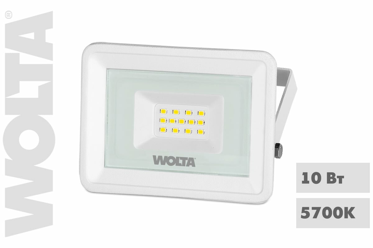 Светодиодный прожектор Wolta 5700K 10 W SMD IP 65 цвет белый слим WFL-10W\/06W WFL-10W/06W