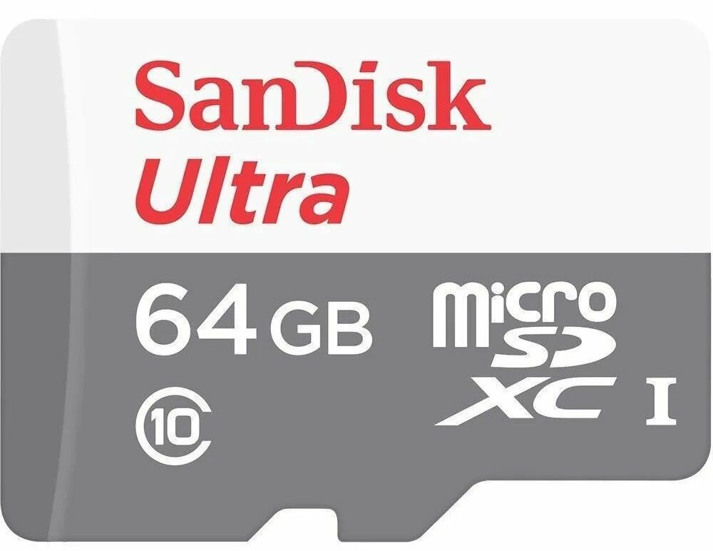 Карта памяти MicroSDXC SanDisk Ultra 64 GB Class 10 UHS-1 SDSQUNR-064G-GN3MN черно-белая