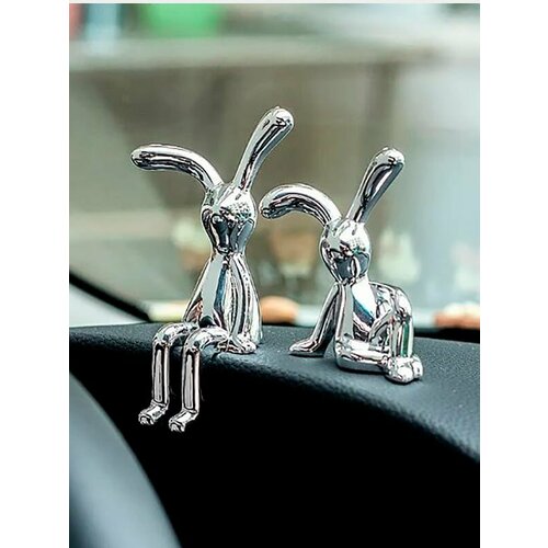 2 Статуэтки сидящего кролика. Декоративные кролики. Фигурки на панель машины