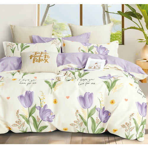 Постельное белье Розовые сны, евро размер, сатин, хлопок, с наволочками 70х70, СК-577-евро-70