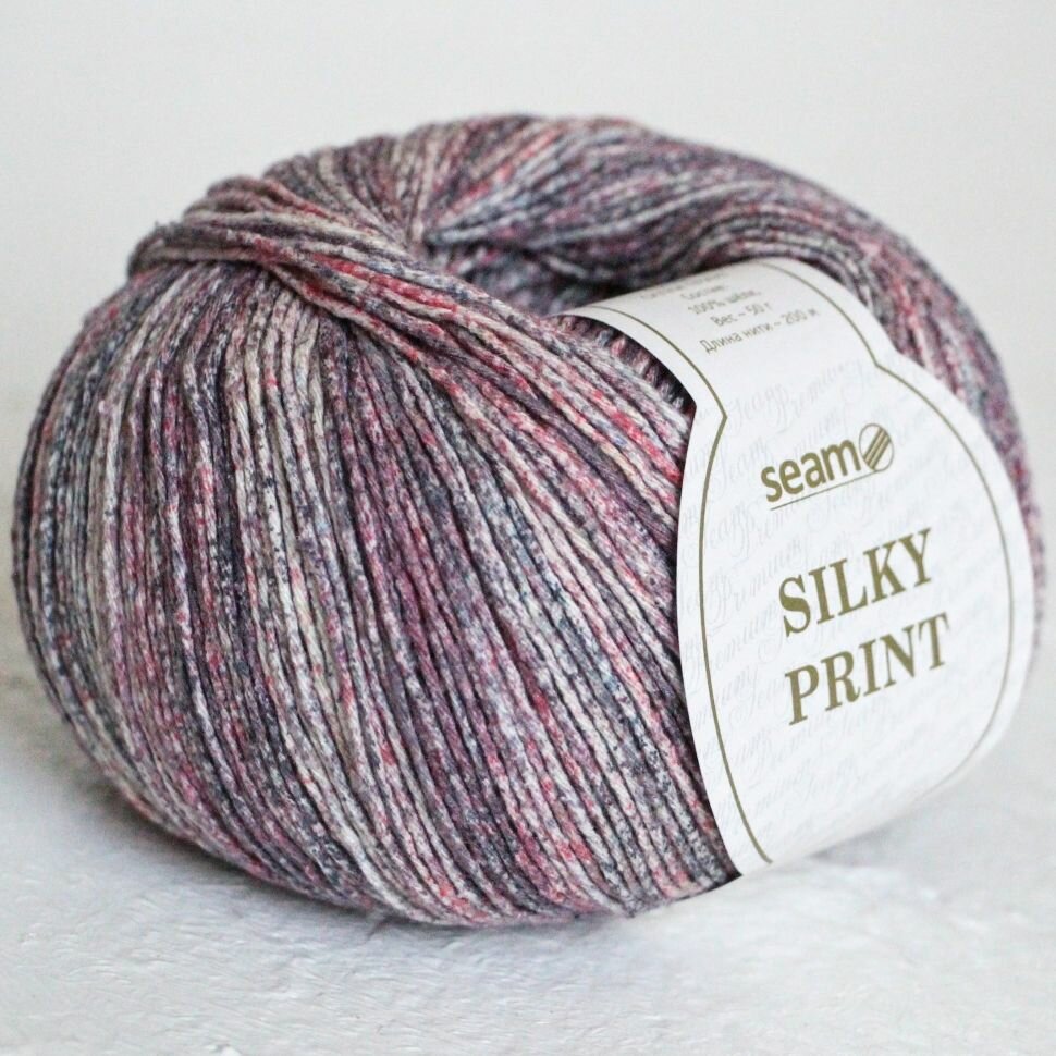 Пряжа Silky print Seam цвет 677 розовый гранит, 2мотка*(200м/50г), 100% натуральный шелк