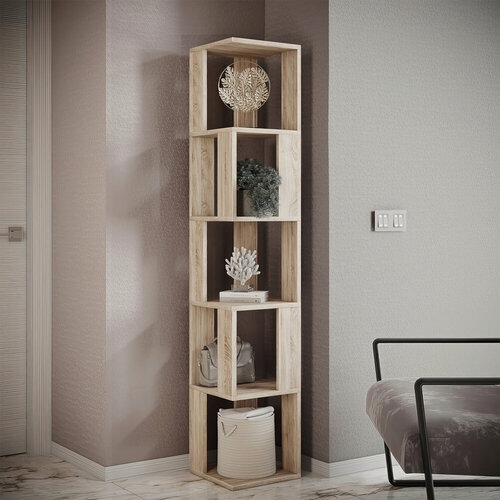 Изображение товара Универсальный модульный стеллаж напольный Фабрика Стиль Квадро, 30х30х159,6 см, дуб сонома