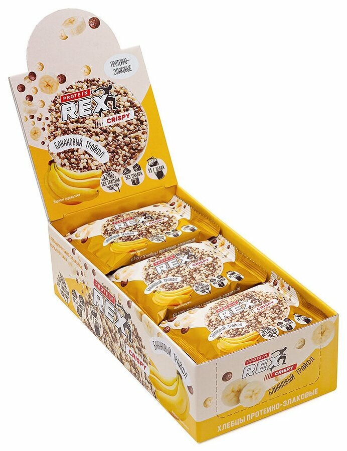 ProteinRex Протеино-злаковые хлебцы ProteinRex CRISPY 20% 55 г, 12 шт, вкус: банановый трайфл