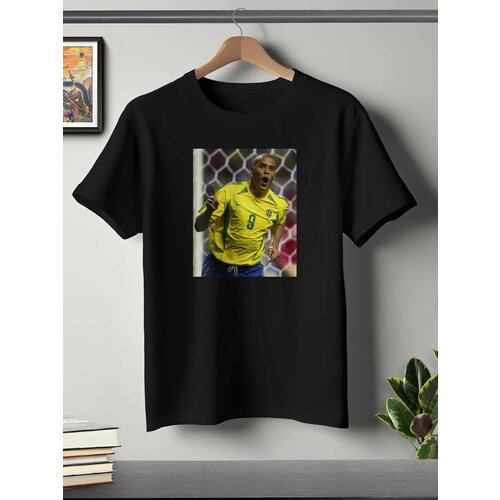 фото Футболка oneq унисекс 64-66 (5xl) размер с принтом ronaldo, черная, размер 5xl, черный