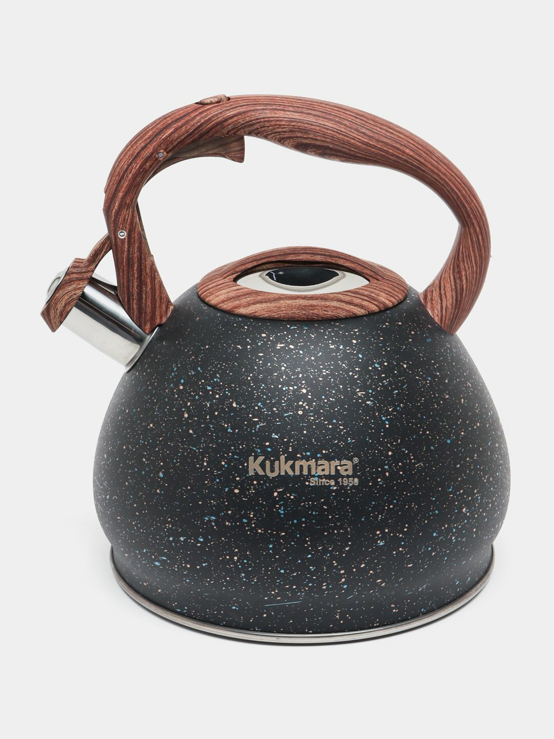 Чайник Kukmara, из нержавеющей стали, со свистком, 3.4 л, цвет - Granit матовый
