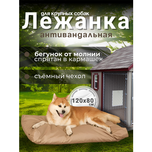 Лежанка антивандальная со съёмным чехлом для собак крупных пород, 120х80х10см