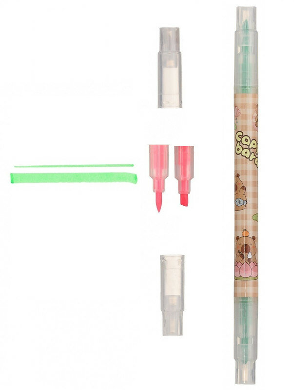 Текстмаркер двухсторонний флюоресцентный капибара цвет зеленый