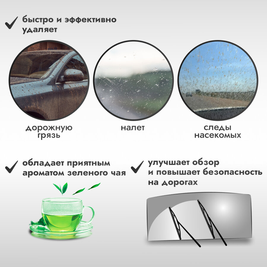 Автостеклоочиститель AVS AVK-663 Crystal, летний, концентрат, 250мл — фото 1