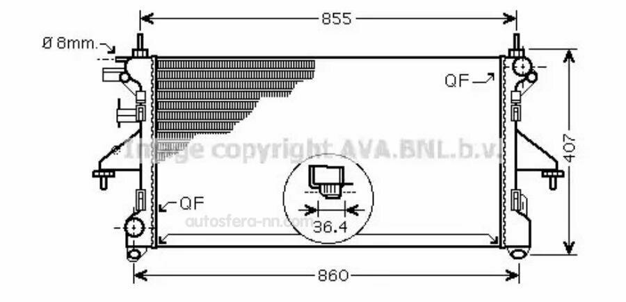 AVA PEA2304 Радиатор системы охлаждения FIAT Ducato 2.3D (06>)