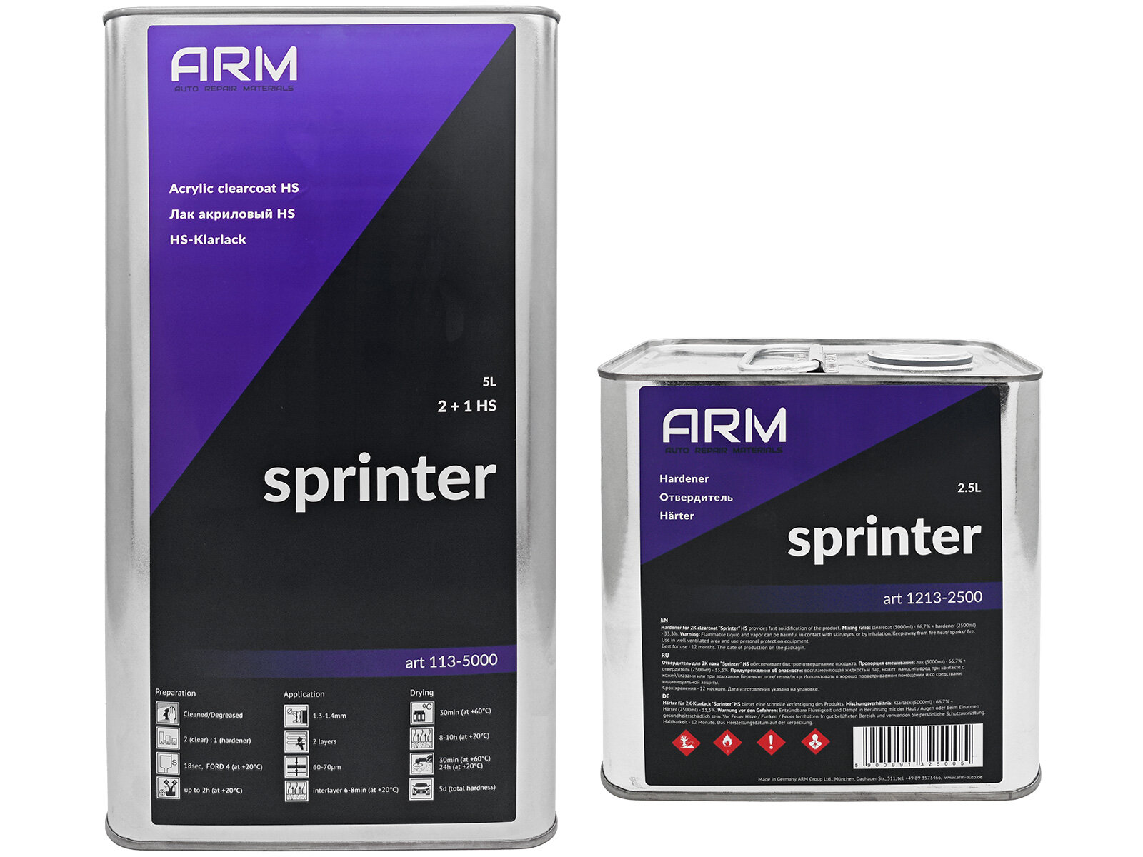 Лак HS 2+1 акриловый с отвердителем SPRINTER ARM (5л+2,5л)