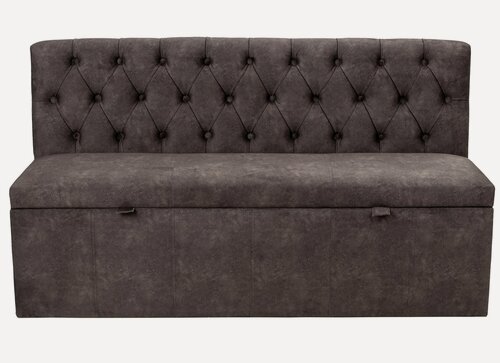 Изображение товара Скамья прямая Ницца, BUDUNOV GROUP, ТК Темно-серая, диван с каретной стяжкой, скамья с ящиком для хранения, 150х59х80 см