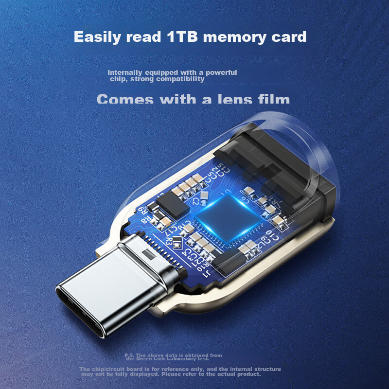 Lulian Type-C to TF Card Reader, USB-C Compatible with Apple 16/15 Phones, Computers, And Tablets, Adapter, USB 3.0 High-Speed Micro SD Mini Card Reader Converter — фото 1