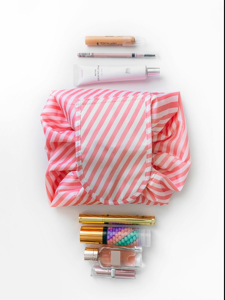 Дорожная косметичка от Эскимо Швейная Фурнитура "Полоска", розовая/белая, полиэстер