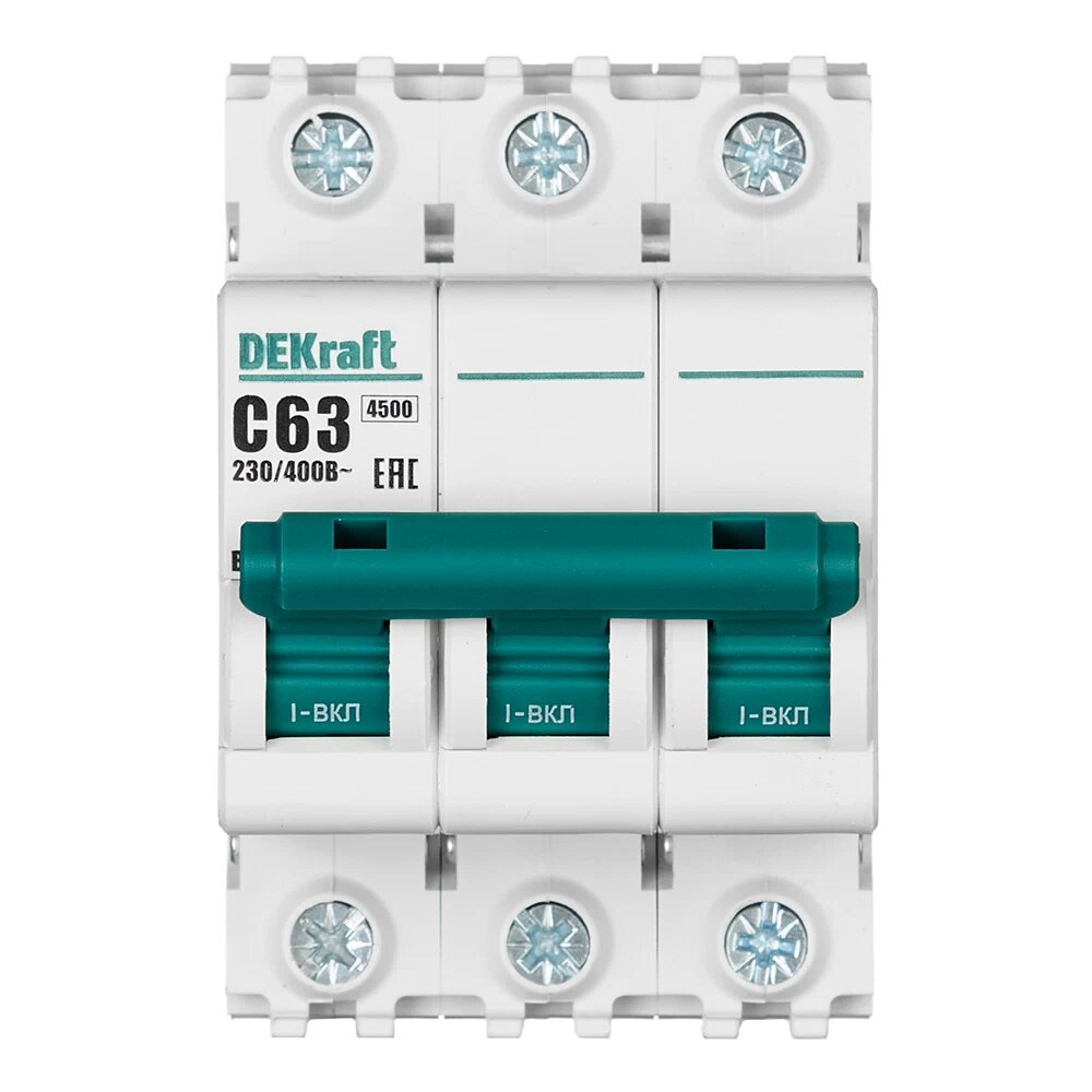 Автоматический выключатель модульный Dekraft ВА-101 3P 63А тип C 4,5 кА 400 В (11084DEK) Dekraft 11084DEK