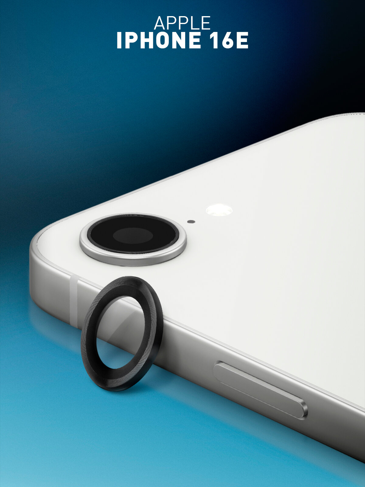 Защитные стёкла на камеры для Apple iPhone 16E (Айфон 16е), чёрная рамка, бренд Rosco, 1 комплект