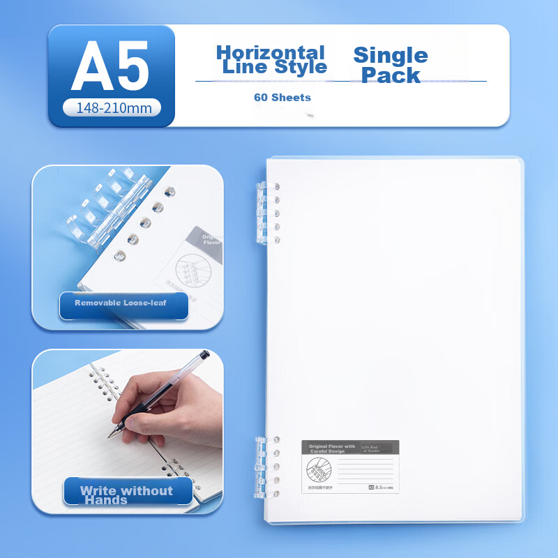 Картинки Chenguang (M&G) Stationery, A5 Loose-Leaf Notebook, Spiral Notebook, Simple Notebook, High-Quality, Slim, Journal, Soft Copy, Vocabulary Notebook, English Notebook, Ruled, 1 Book, XA5691